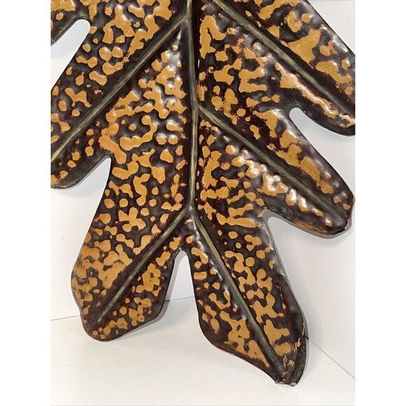 Large Minimal Brown Painted Leaf Wall Hanger - Picture 2 of 12